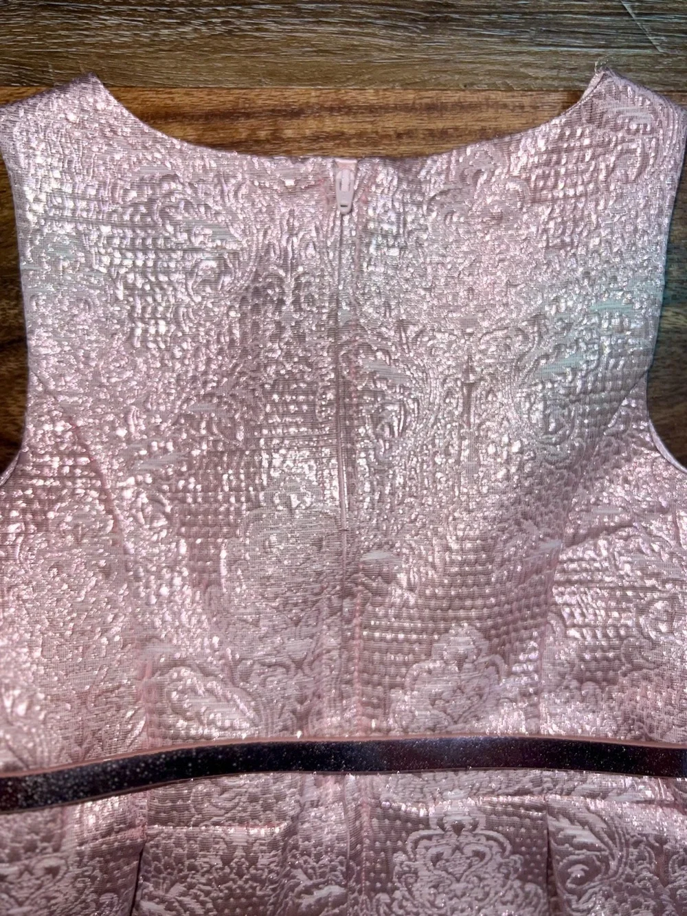 The Children's Place Rose Gold Metallic Woven Jacquard Dress, Size 6X/7